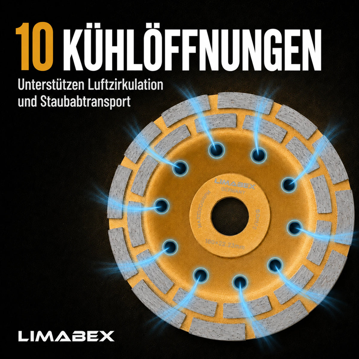 Diamant Schleiftopf 180 mm Beton Estrich Naturstein Kleberreste Topfscheibe 10 locher