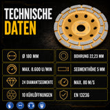 Diamant Schleiftopf 180 mm Beton Estrich Naturstein Kleberreste Topfscheibe daten