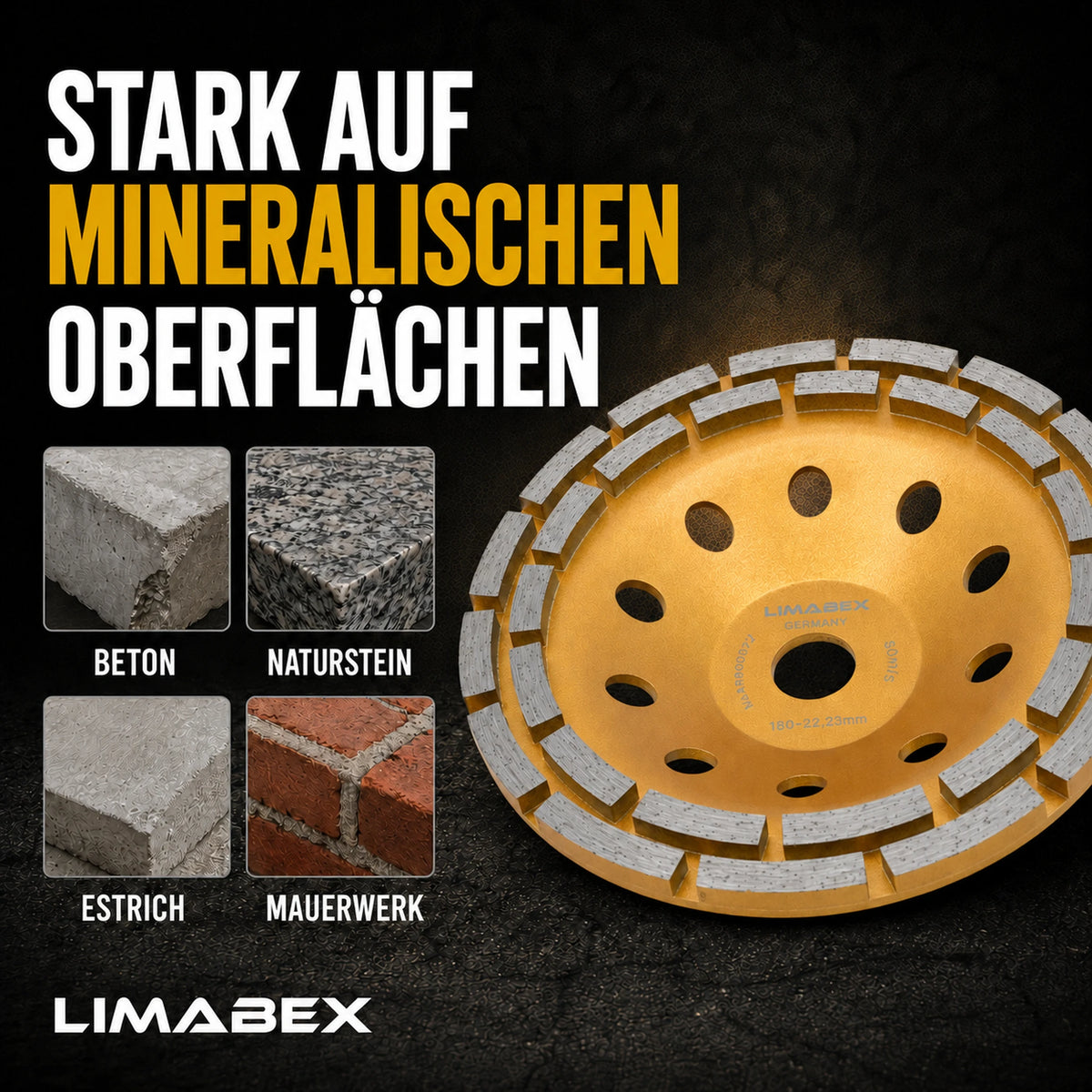 Diamant Schleiftopf 180 mm Beton Estrich Naturstein Kleberreste Topfscheibe stark