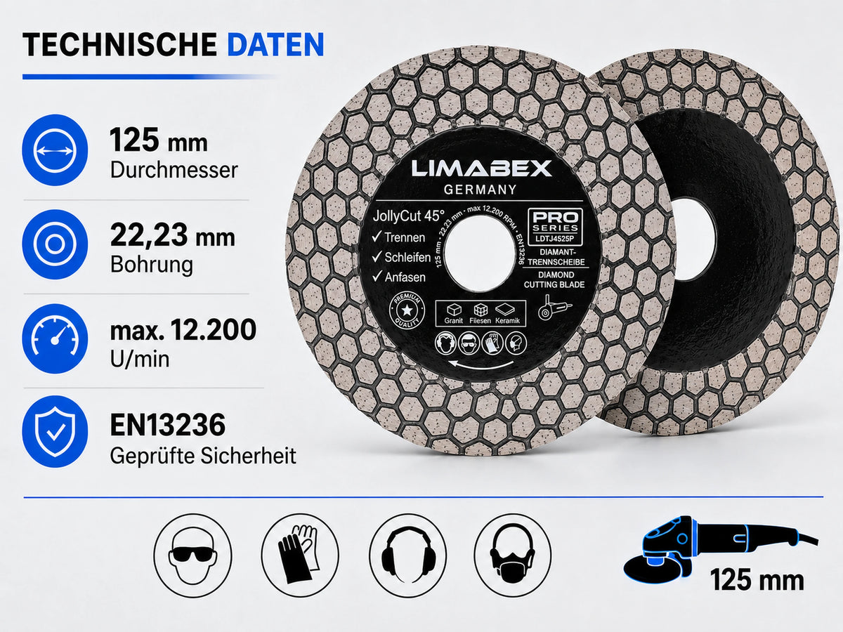 Diamantscheibe 125mm Jolly Fliesen Keramik Feinsteinzeug Granit Naturstein Perfekte anten PRO daten