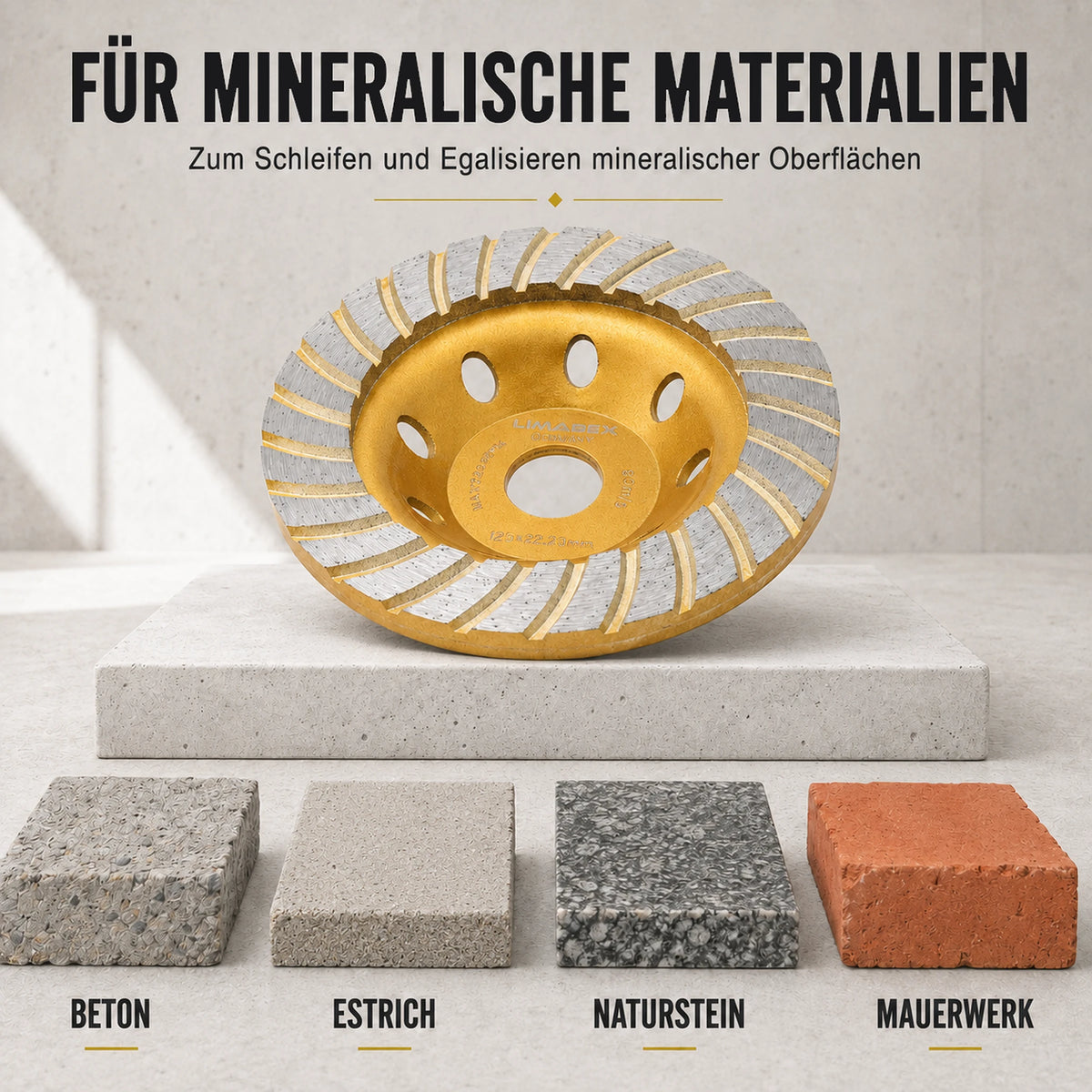 Diamantschleiftopf 125 mm Beton Naturstein Topfscheibe Winkelschleifer materialen