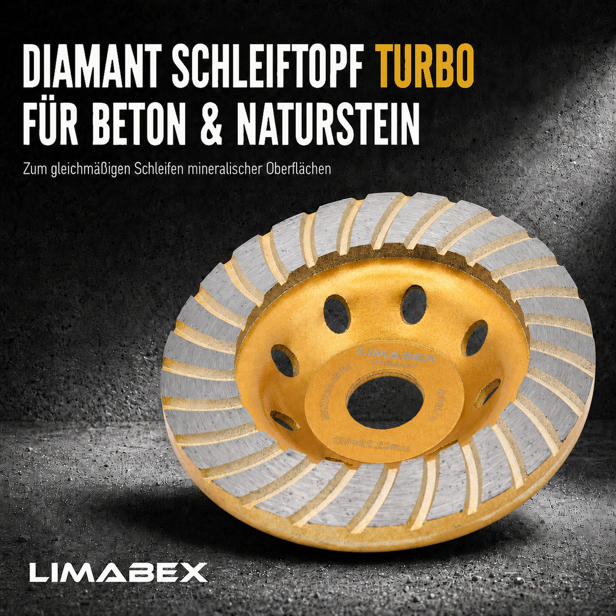 Diamantschleiftopf 125 mm Beton Naturstein Topfscheibe Winkelschleifer
