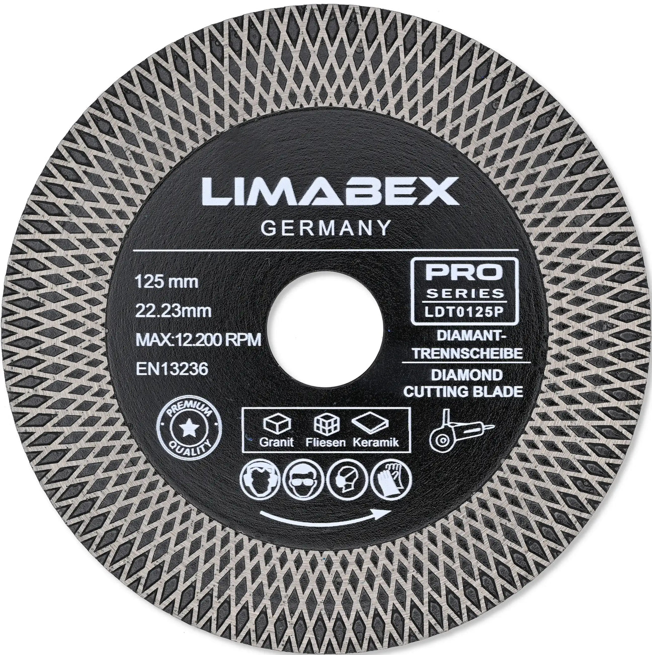 Diamanttrennscheibe 125 mm 2-in-1 – Schneiden Entgraten Granit Fliesen Keramik PRO Series