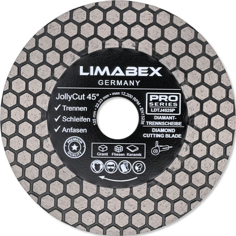 Diamant-Trennscheibe 125 mm Trennen Schleifen Anfasen Jolly Cut 45 Granit Keramik Fliesen PRO Series