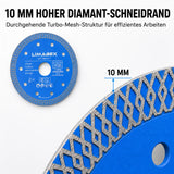 Diamanttrennscheibe 125 mm Feinsteinzeug Fliesen Keramik Turbo Mesh 10 mm