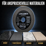 Premium Diamanttrennscheibe 125 mm Fliesen Keramik Granit X-Mesh Turbo materialen