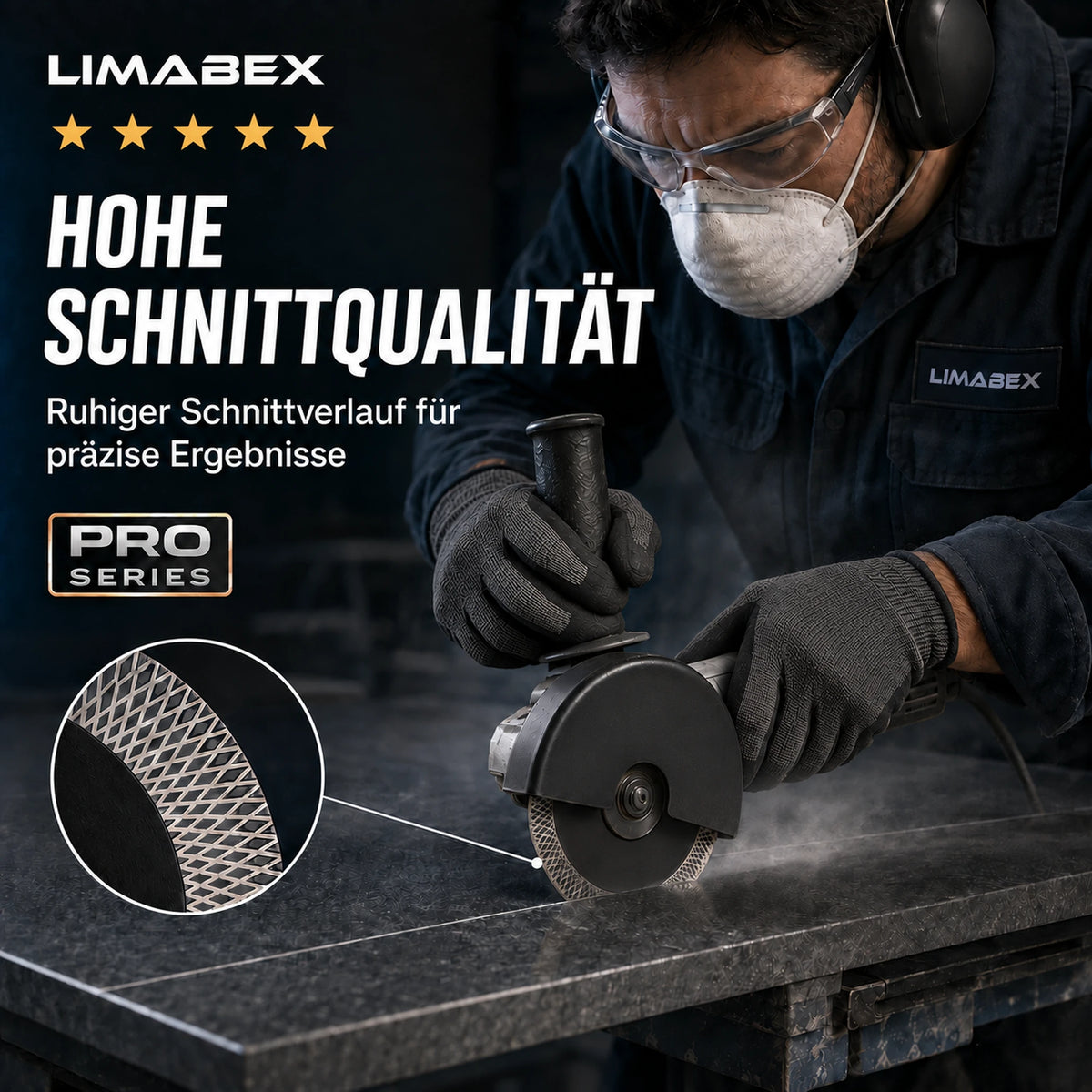 Premium Diamanttrennscheibe 125 mm Fliesen Keramik Granit X-Mesh Turbo schnittverlauf