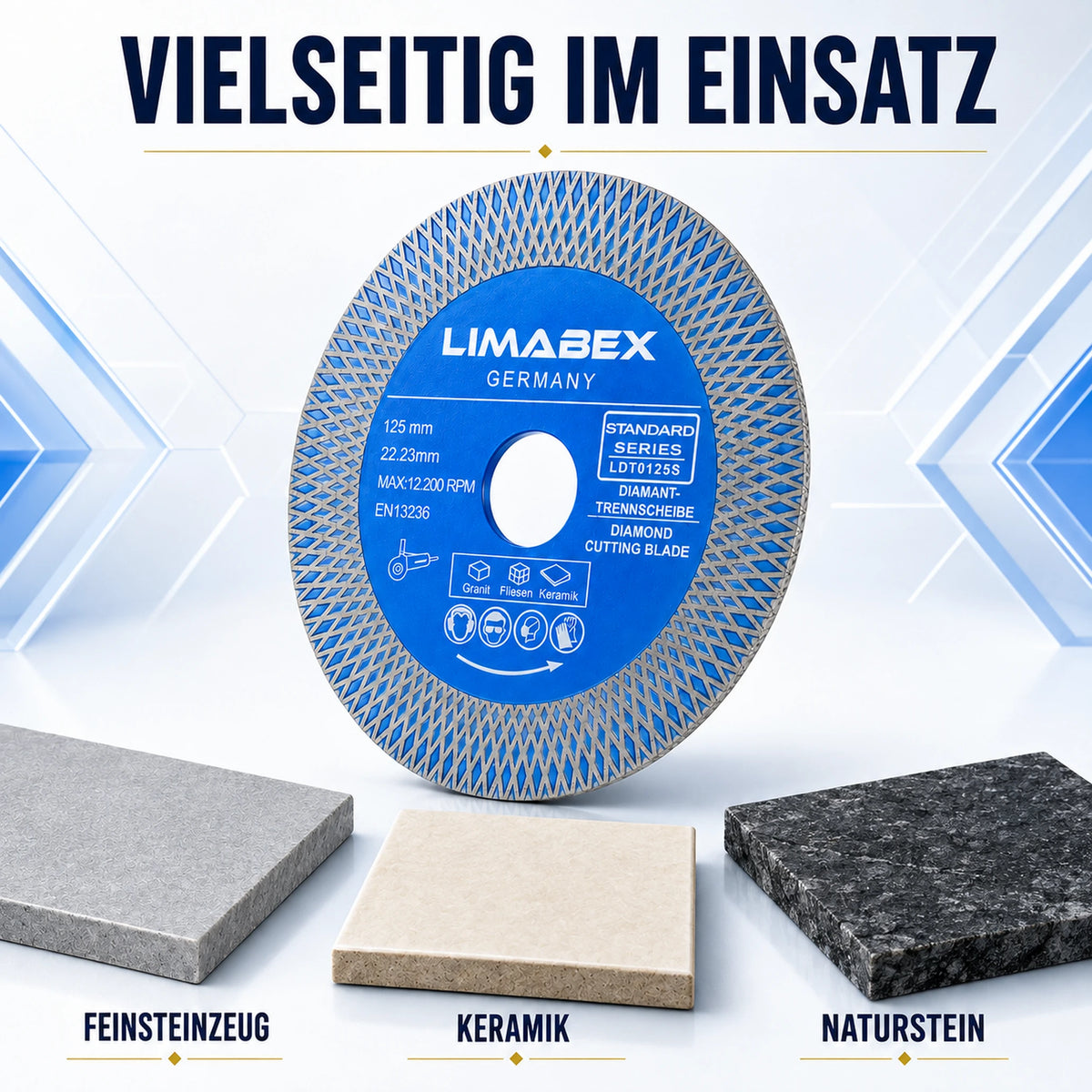 Diamanttrennscheibe 125 mm Fliesen Keramik Naturstein X-Mesh Turbo 22,23 mm vielseitig