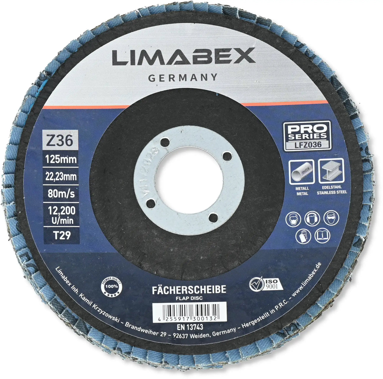 Fächerscheiben 125 mm Z36 Metall Stahl Edelstahl INOX Lamellenscheiben