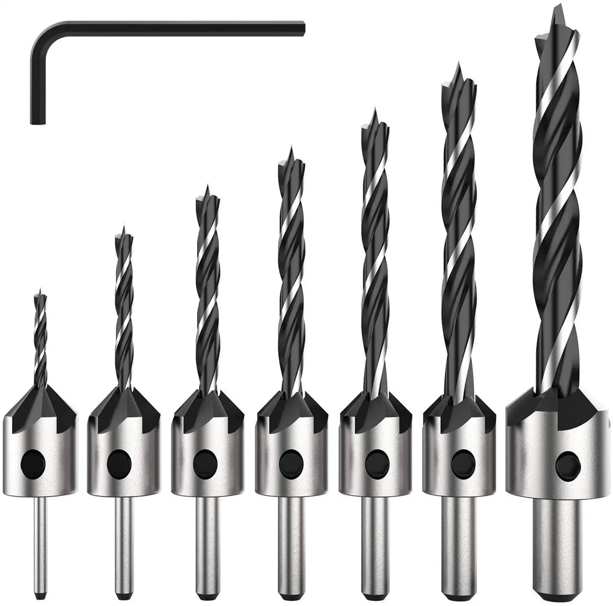 7-teilig Holzbohrer Set HSS Senkbohrer Aufstecksenker für Holz und Kunststoff