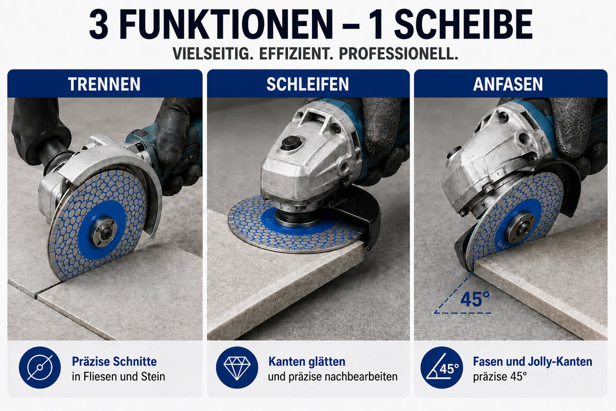 Jolly Cut Diamanttrennscheibe 125 mm Fliesen Keramik Schleifen 3in1 funktion