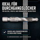 Kombi Gewindebohrer Set HSS M3-M10 6-tlg. Sechskant 54-58 mm durchganglöcher