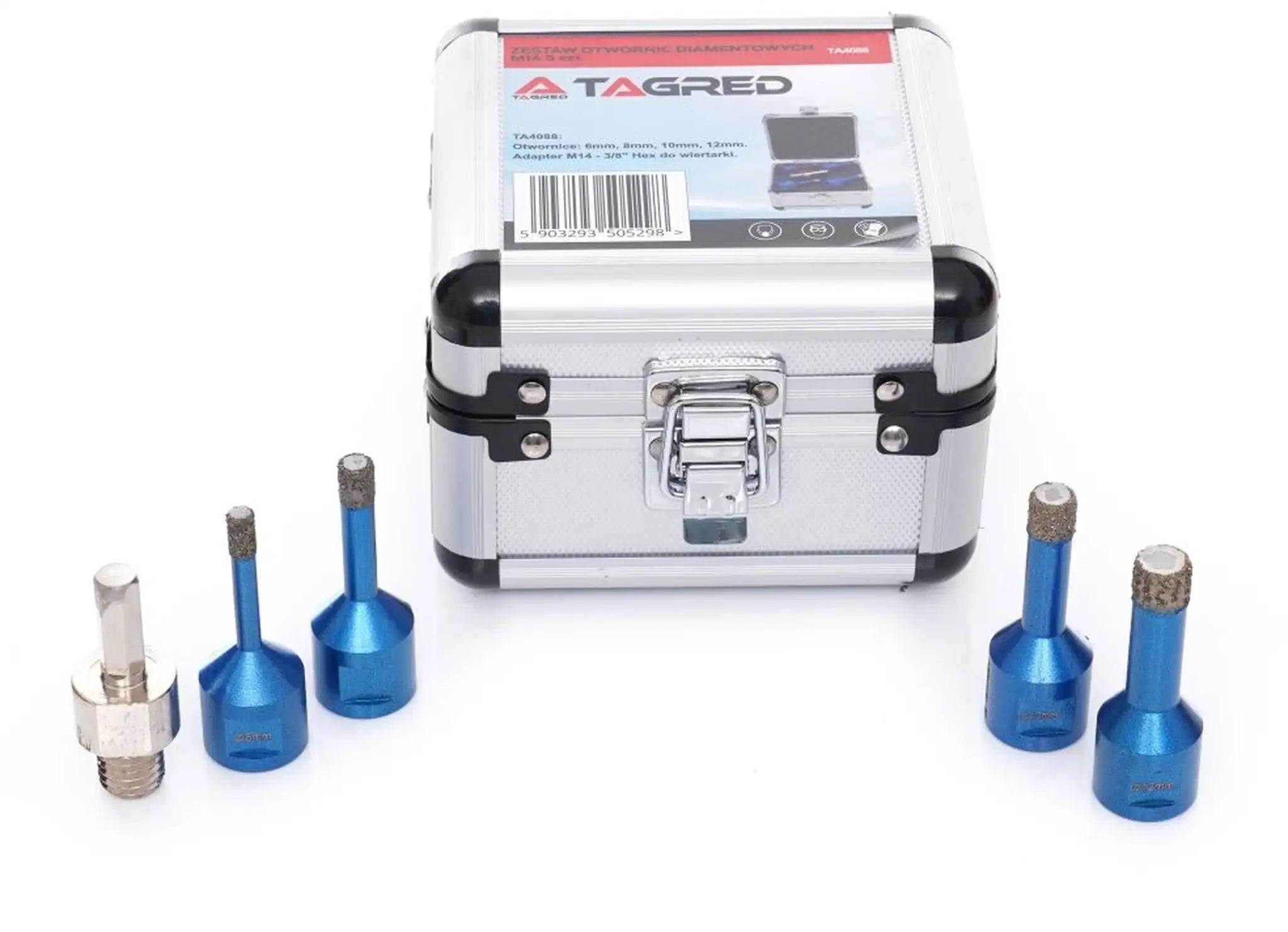 Diamant Bohrkronen Set M14 Diamantbohrer 5tlg Koffer Fliesenbohrer 6 - 12 mm Keramik Fliesen