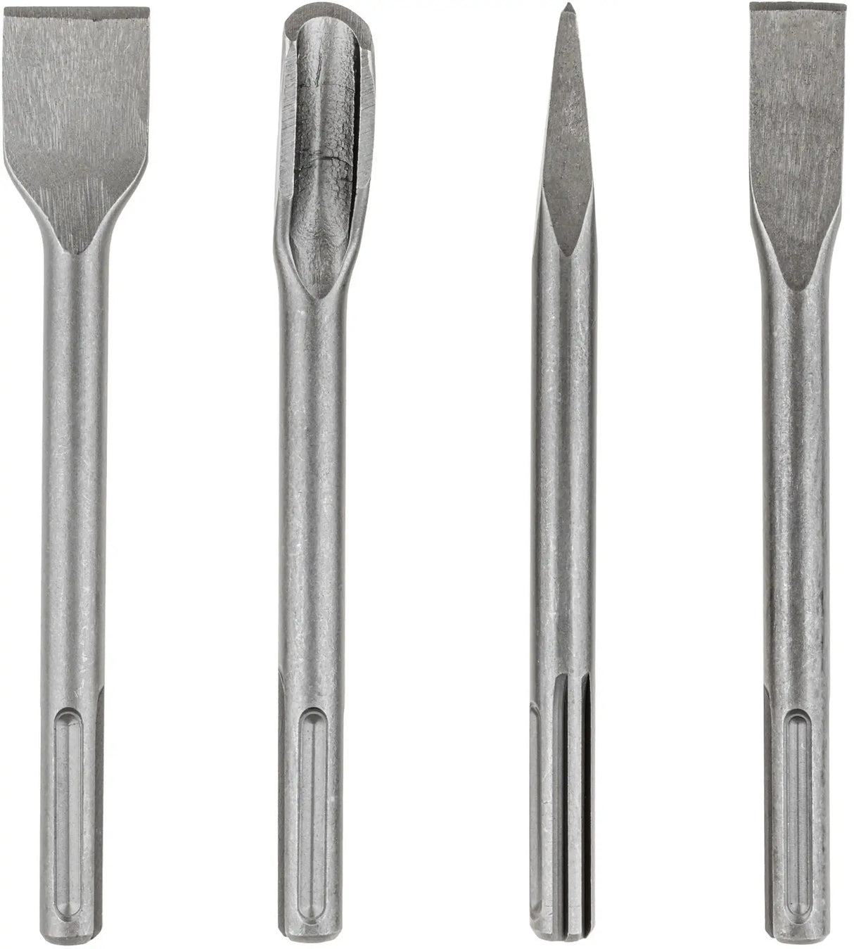 SDS Max Meißel 250 mm Set 4 Stück Kanal Spitz Flach Breit Spatmeißel