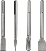 SDS Max Meißel 250 mm Set 4 Stück Kanal Spitz Flach Breit Spatmeißel