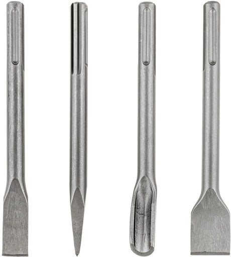 SDS Max Meißel 250 mm Set 4 Stück Kanal Spitz Flach Breit Spatmeißel