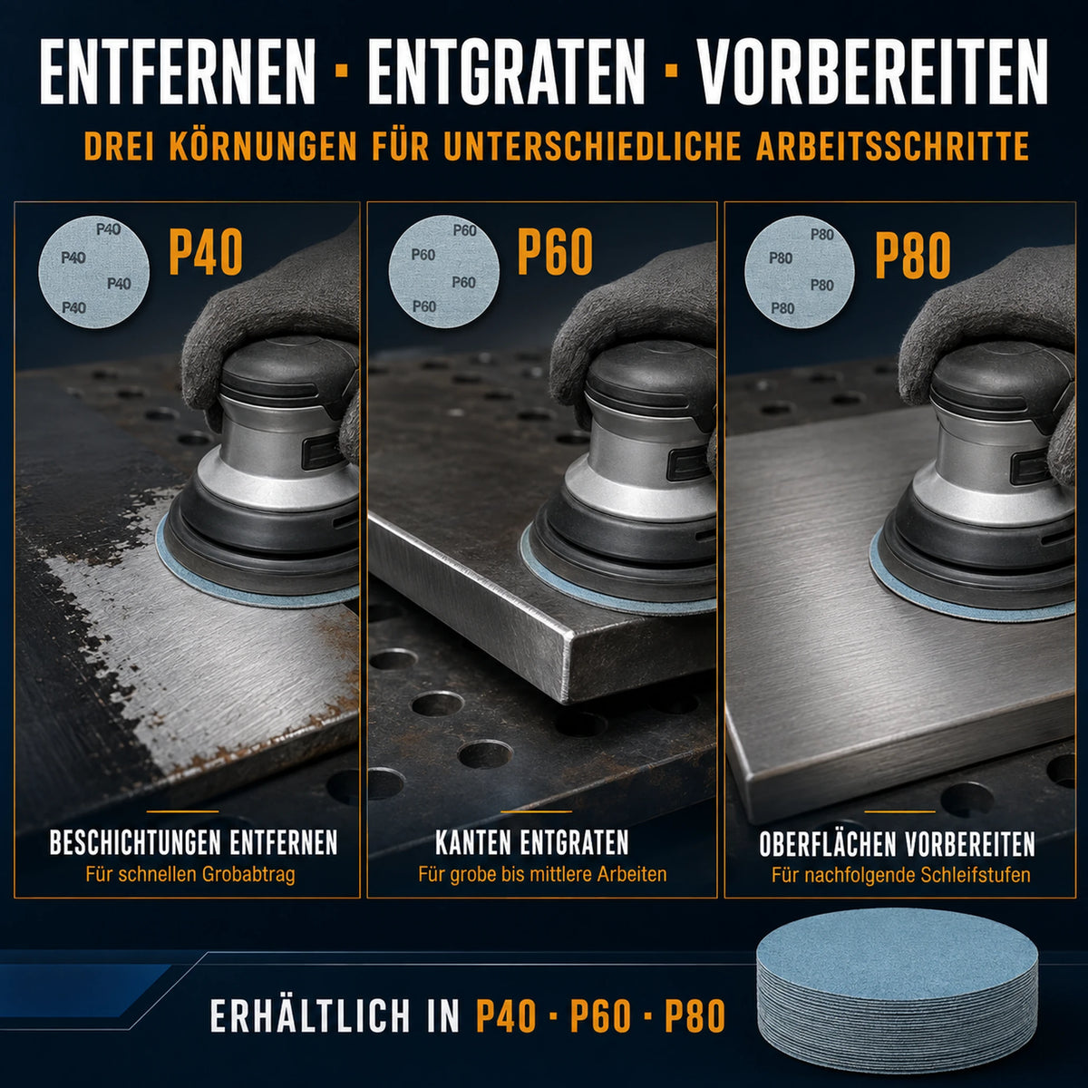 PRO Klett Schleifscheiben 125 Ohne Loch Metall Stahl Edelstahl Zirkon 3in1