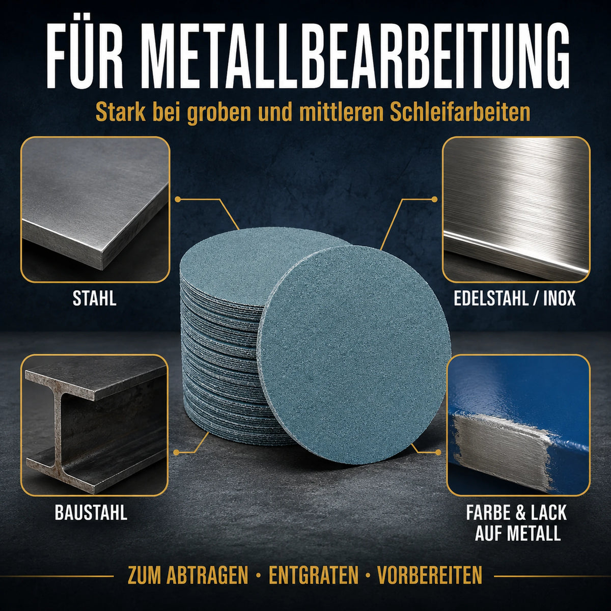 PRO Klett Schleifscheiben 125 Ohne Loch Metall Stahl Edelstahl Zirkon metallbearbeitung