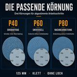 PRO Klett Schleifscheiben 125 Ohne Loch Metall Stahl Edelstahl Zirkon p40-p80