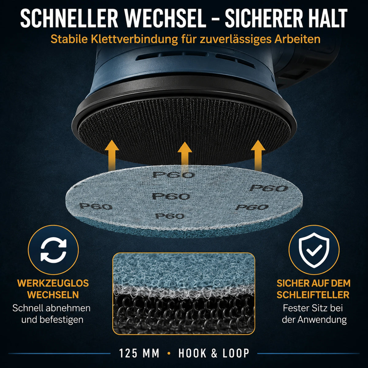 PRO Klett Schleifscheiben 125 Ohne Loch Metall Stahl Edelstahl Zirkon sicher halt