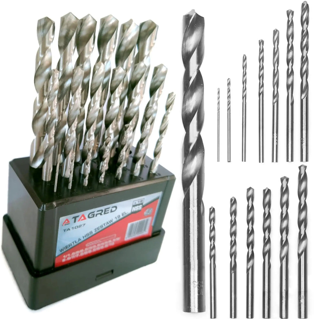 Metal twist drill set 19-piece metal drill 1.0- 10.0 mm HSS
