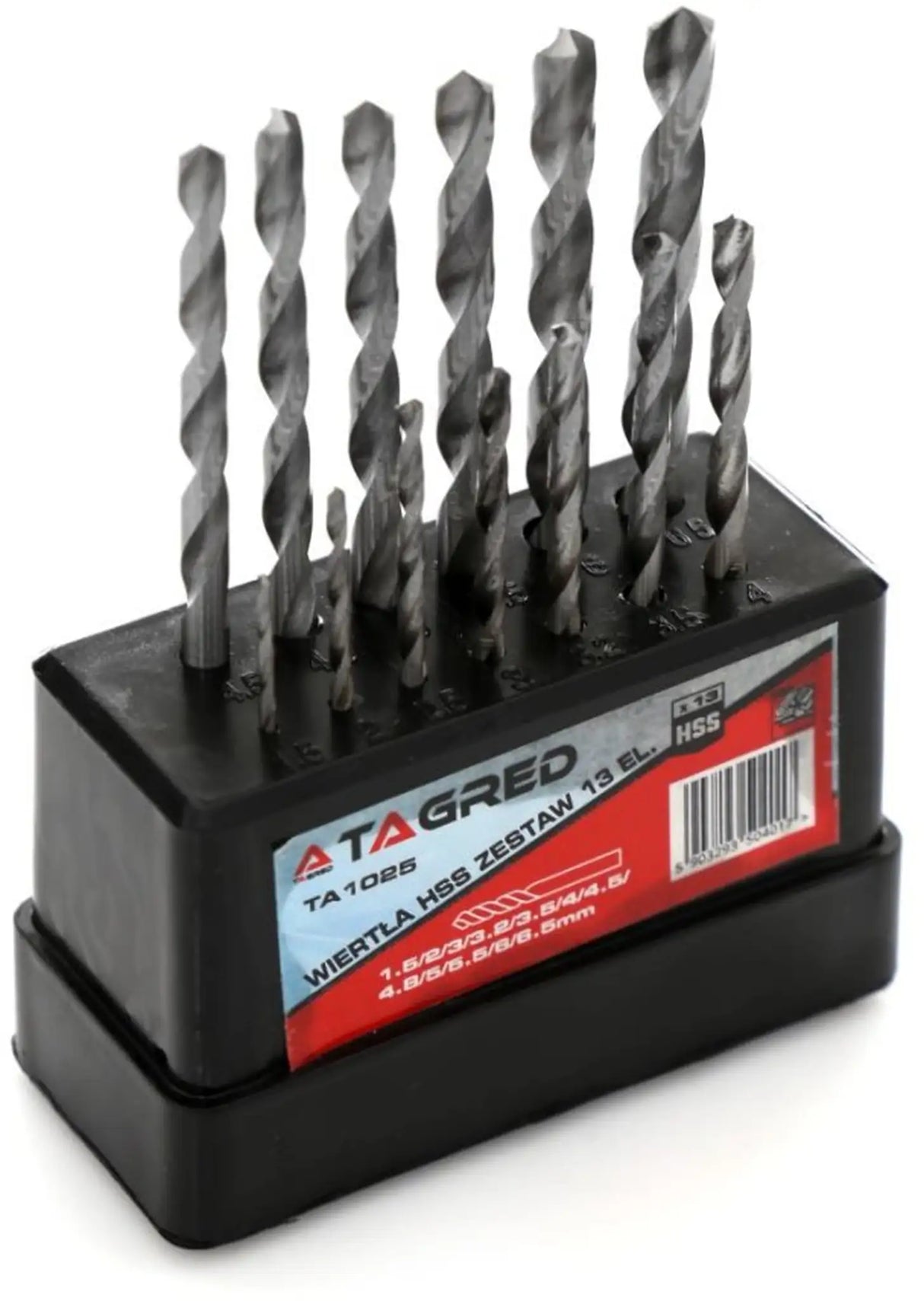 Metal twist drill set 13-piece metal drill 1.5- 6.5 mm HSS