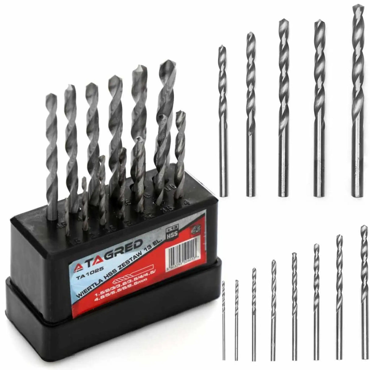 Metal twist drill set 13-piece metal drill 1.5- 6.5 mm HSS