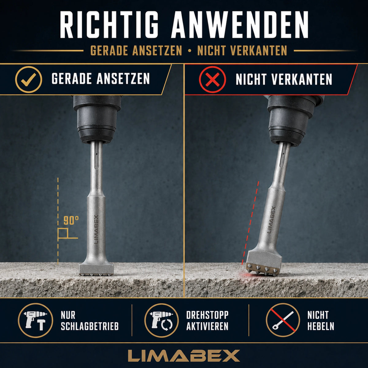 Stockermeißel SDS Plus 32 x 153 mm Beton Estrich Putz Mörtel Fliesenkleber anwendung