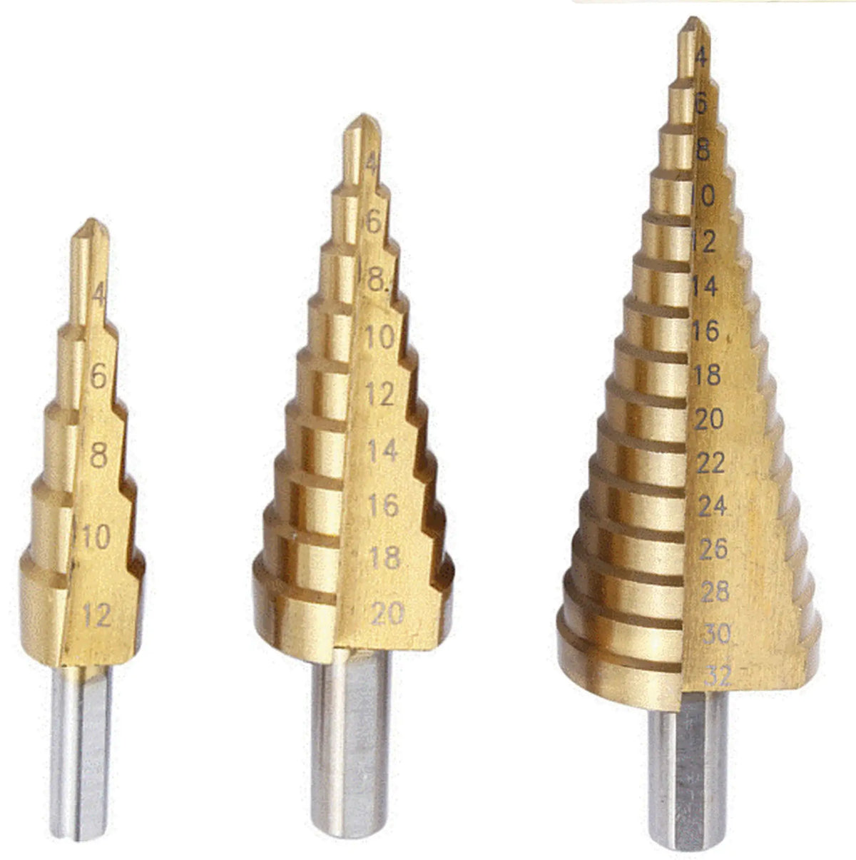 HSS Stufenbohrer 4-32mm Konusbohrer für Edelstahl Metall Holz Kunststoff Set XS HSS Stufenbohrer 4-32mm Konusbohrer für Edelstahl Metall Holz Kunststoff Set XS