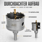 TCT Lochsäge Set PRO 22–65 mm für Metall Edelstahl Holz Aluminium Set aufbau