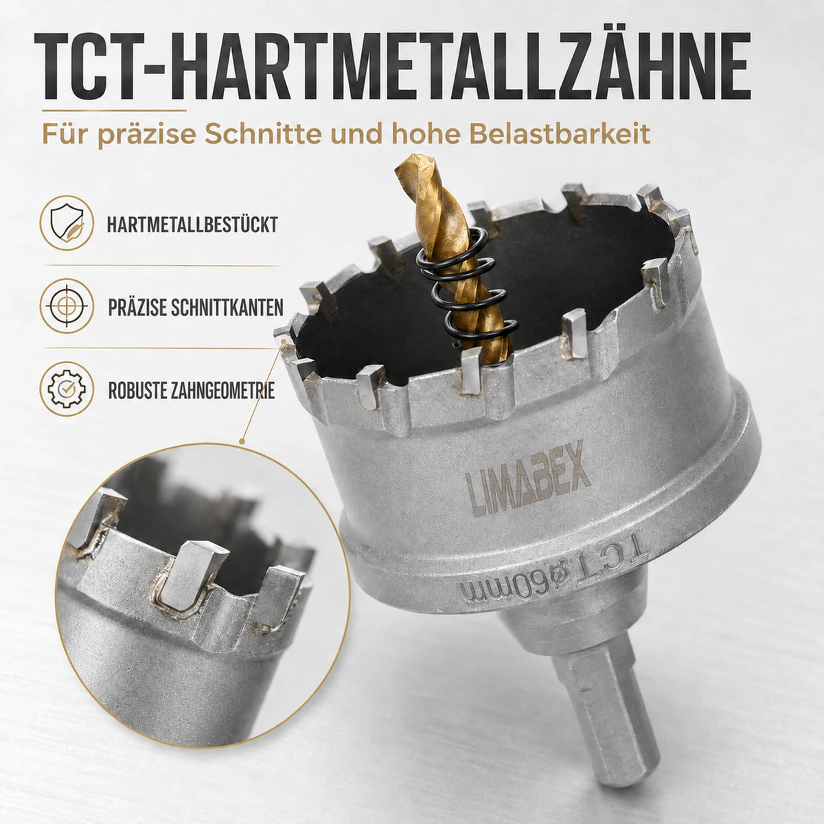 TCT Lochsäge Set PRO 22–65 mm für Metall Edelstahl Holz Aluminium Set hartmetall